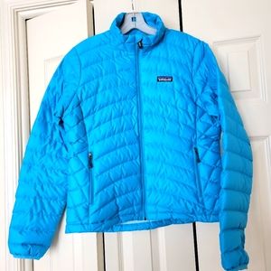 Patagonia Women’s M Medium Down Sweater Puffer Jacket In Blue Color.